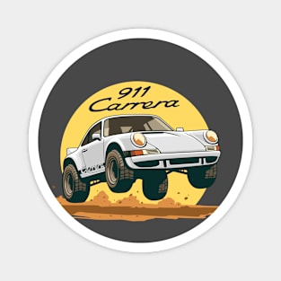 car 911 carrera offroad rally dakar white black Magnet